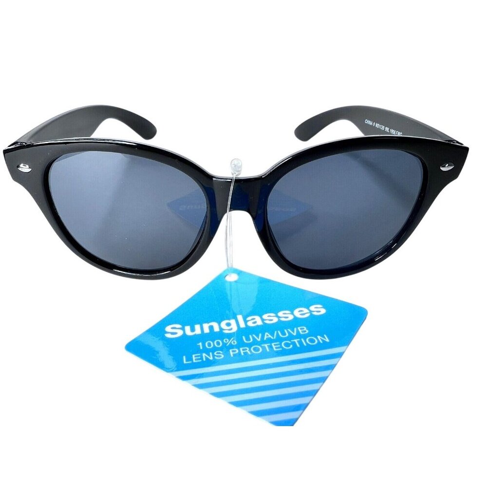 Black Round Sunglasses With UV Protection Classic Style Unisex Lightweight Desig